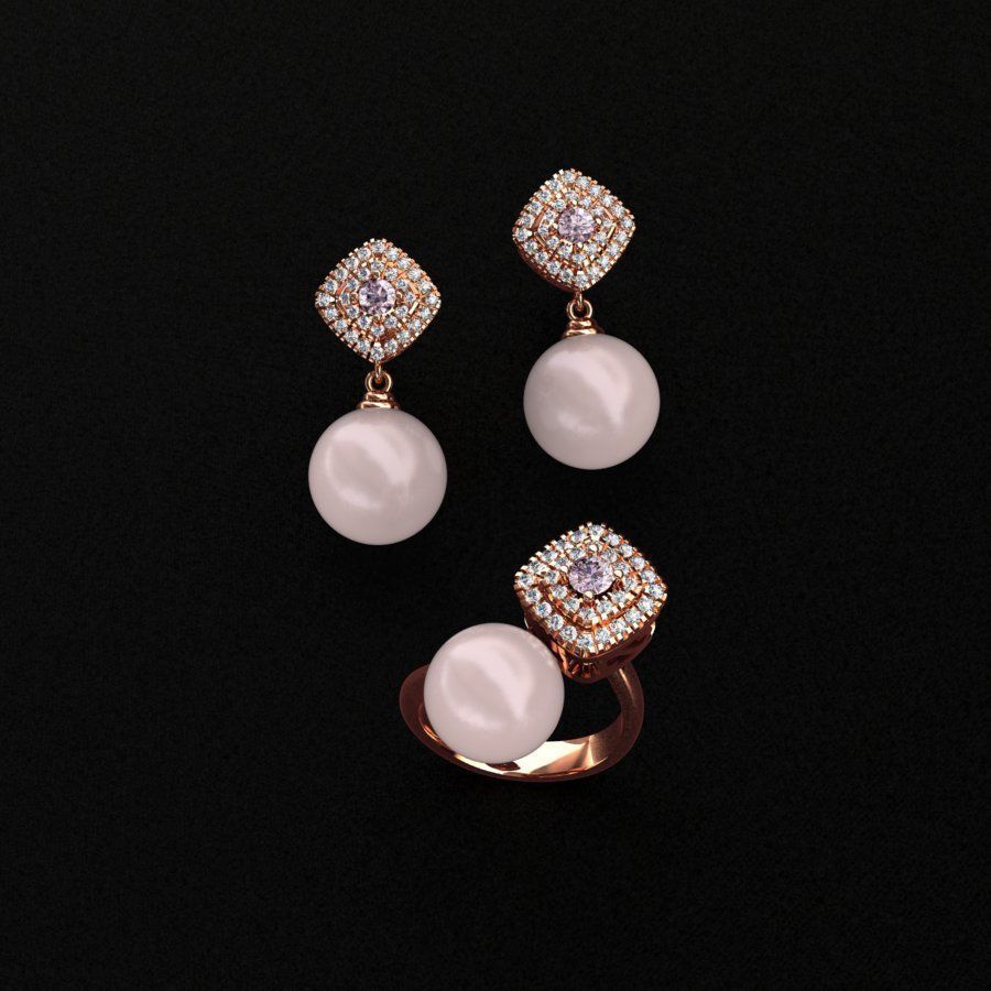 Ring and Earrings  3D print model_3