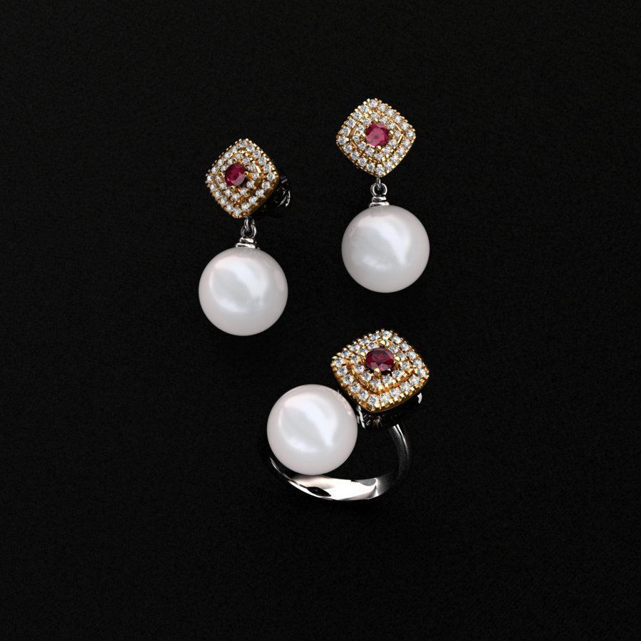 Ring and Earrings  3D print model_9