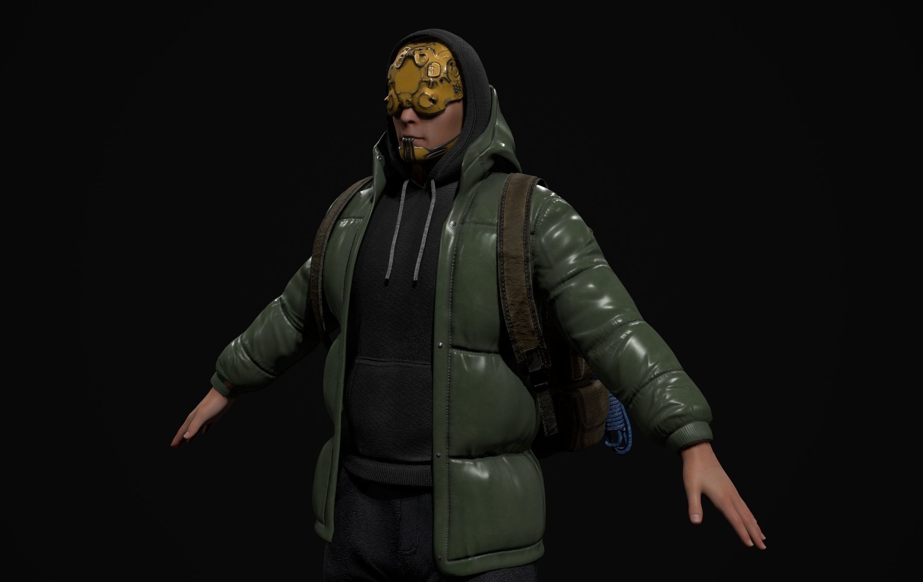 Cyberpunk Robot Mecha Character - Male Low-poly 3D model_22