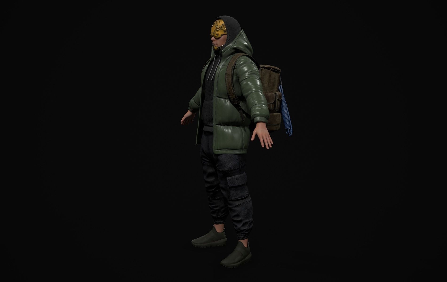 Cyberpunk Robot Mecha Character - Male Low-poly 3D model_10