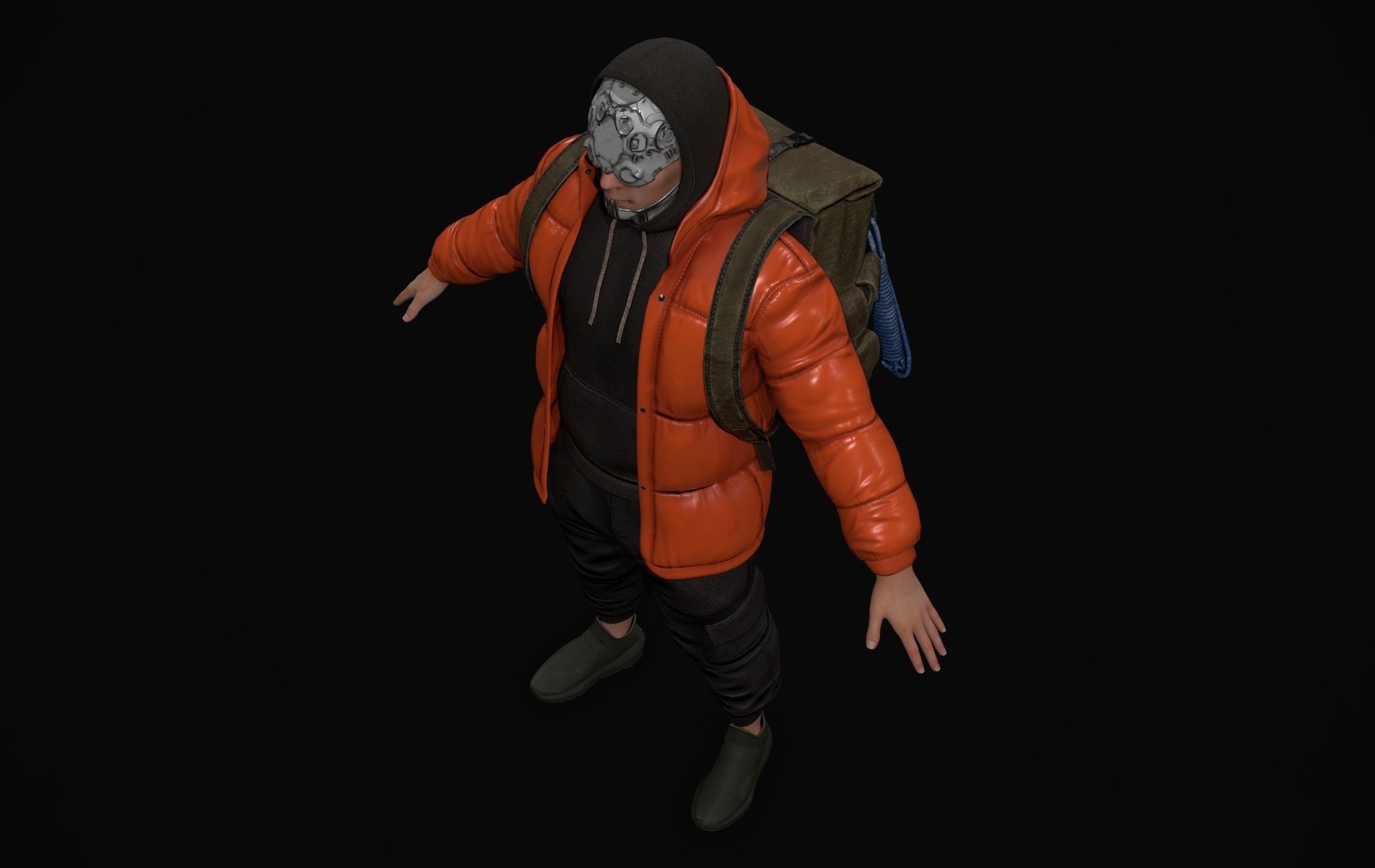 Cyberpunk Robot Mecha Character - Male Low-poly 3D model_32