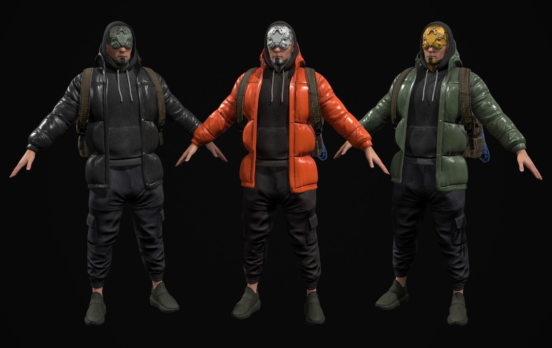 Cyberpunk Robot Mecha Character - Male Low-poly 3D model_5