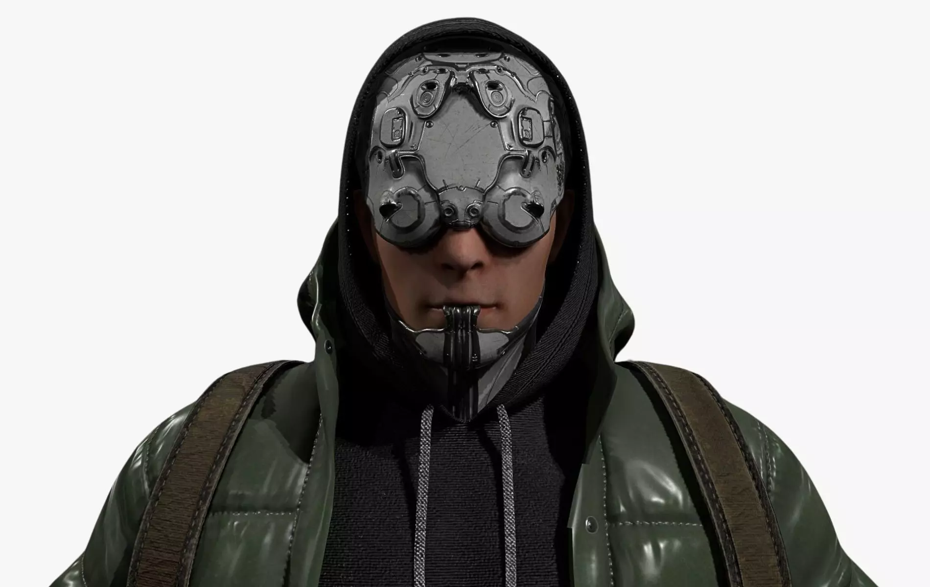 Cyberpunk Robot Mecha Character - Male Low-poly 3D model_0