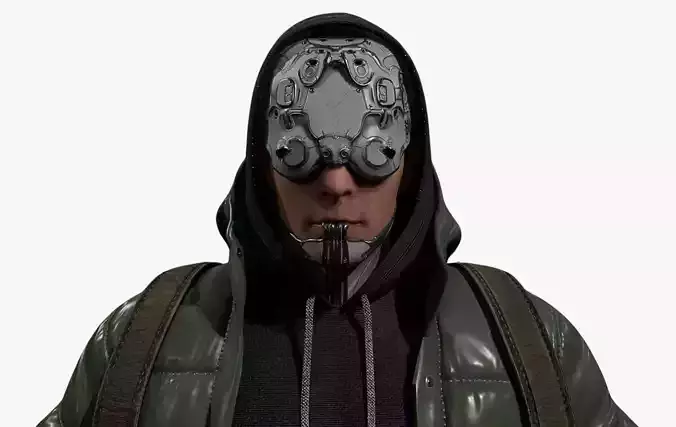 Cyberpunk Robot Mecha Character - Male Low-poly 3D model