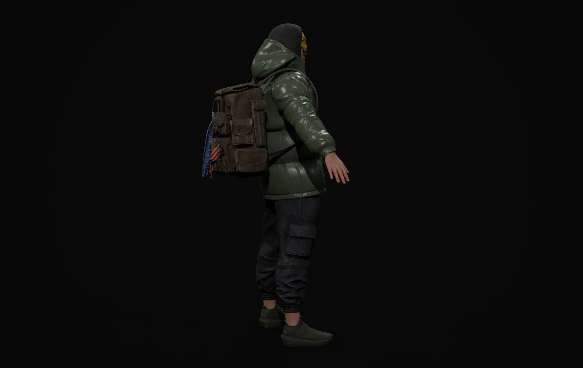 Cyberpunk Robot Mecha Character - Male Low-poly 3D model_16