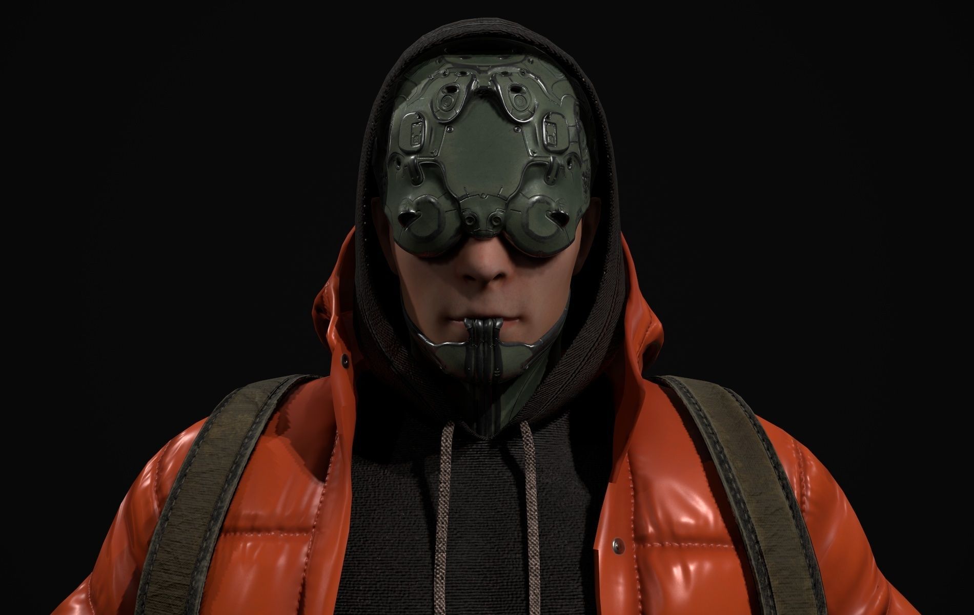 Cyberpunk Robot Mecha Character - Male Low-poly 3D model_18