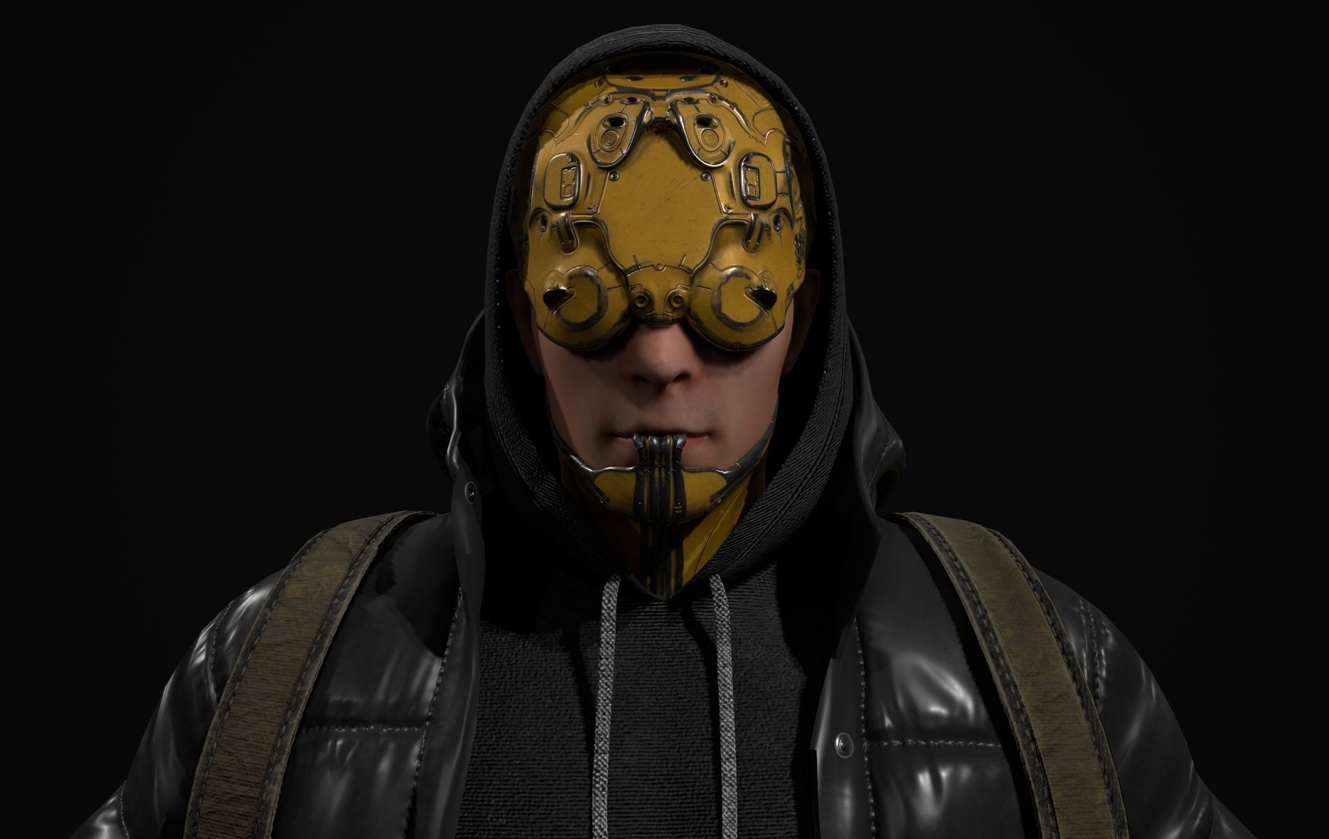 Cyberpunk Robot Mecha Character - Male Low-poly 3D model_6