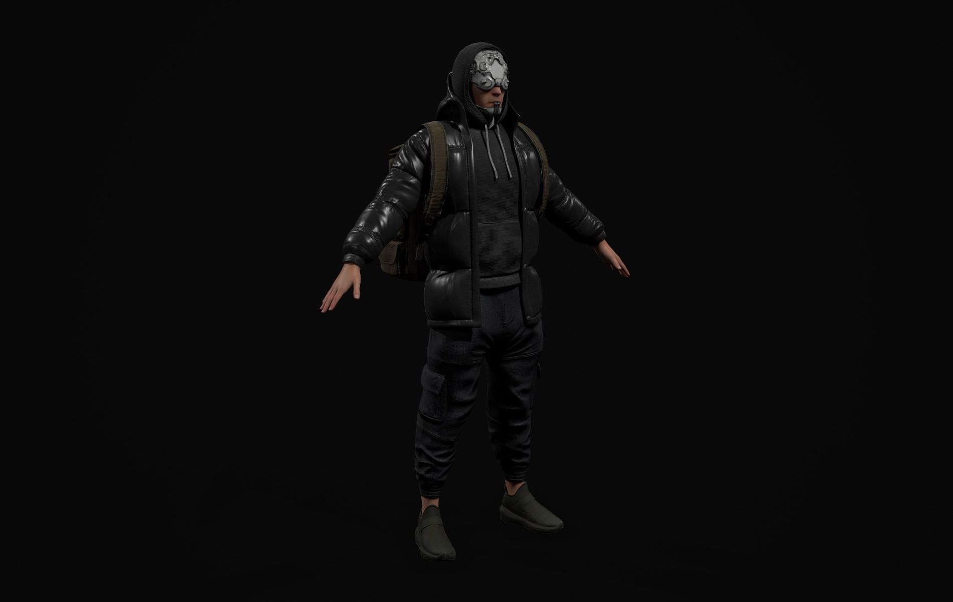 Cyberpunk Robot Mecha Character - Male Low-poly 3D model_37