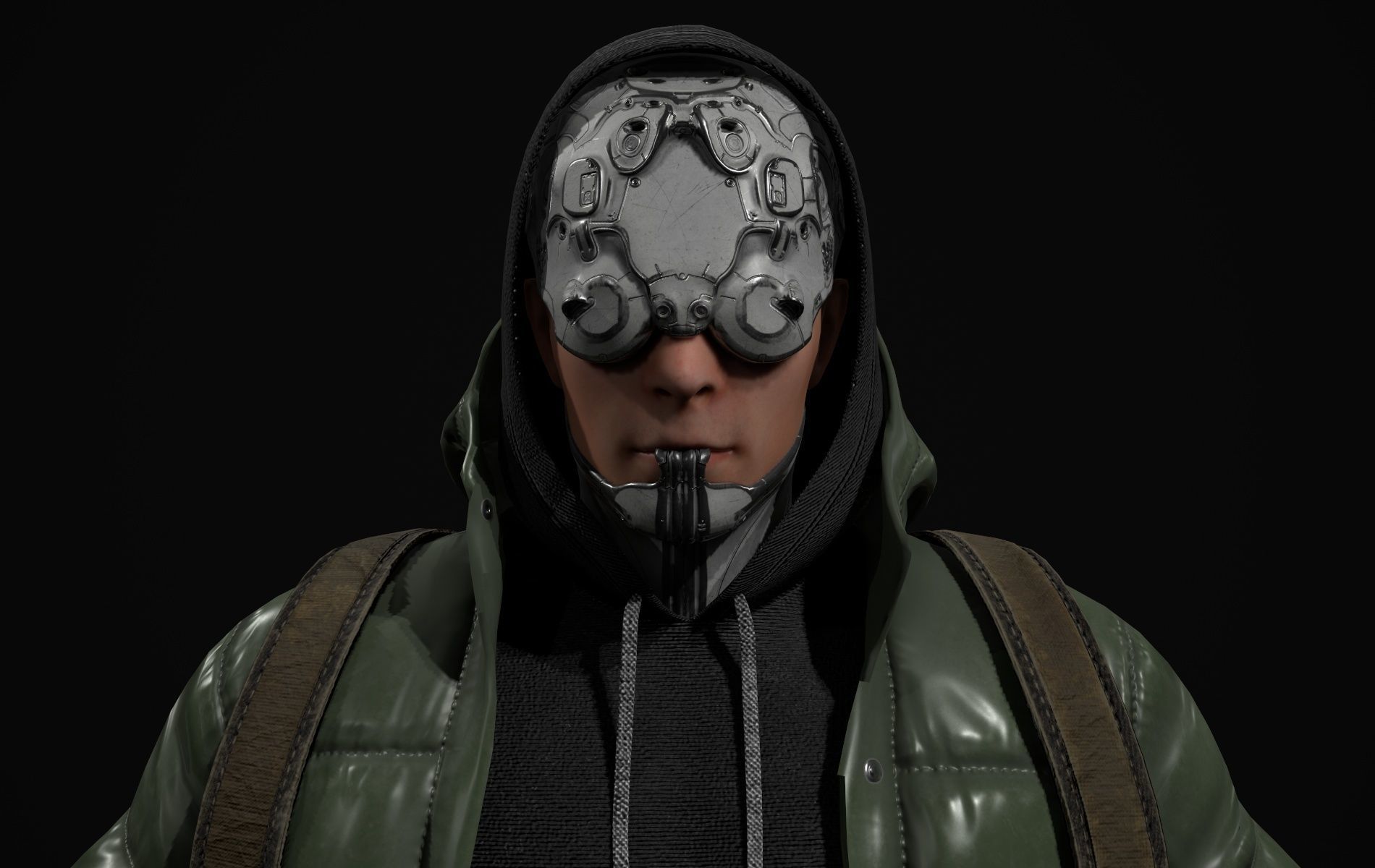 Cyberpunk Robot Mecha Character - Male Low-poly 3D model_12