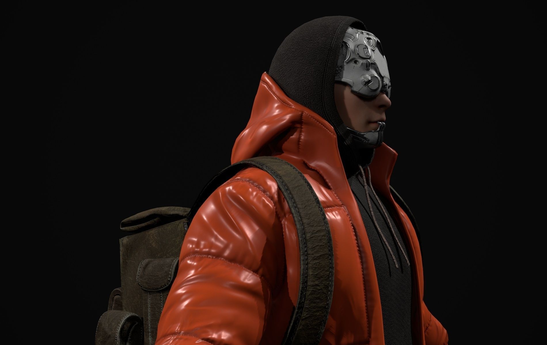 Cyberpunk Robot Mecha Character - Male Low-poly 3D model_24