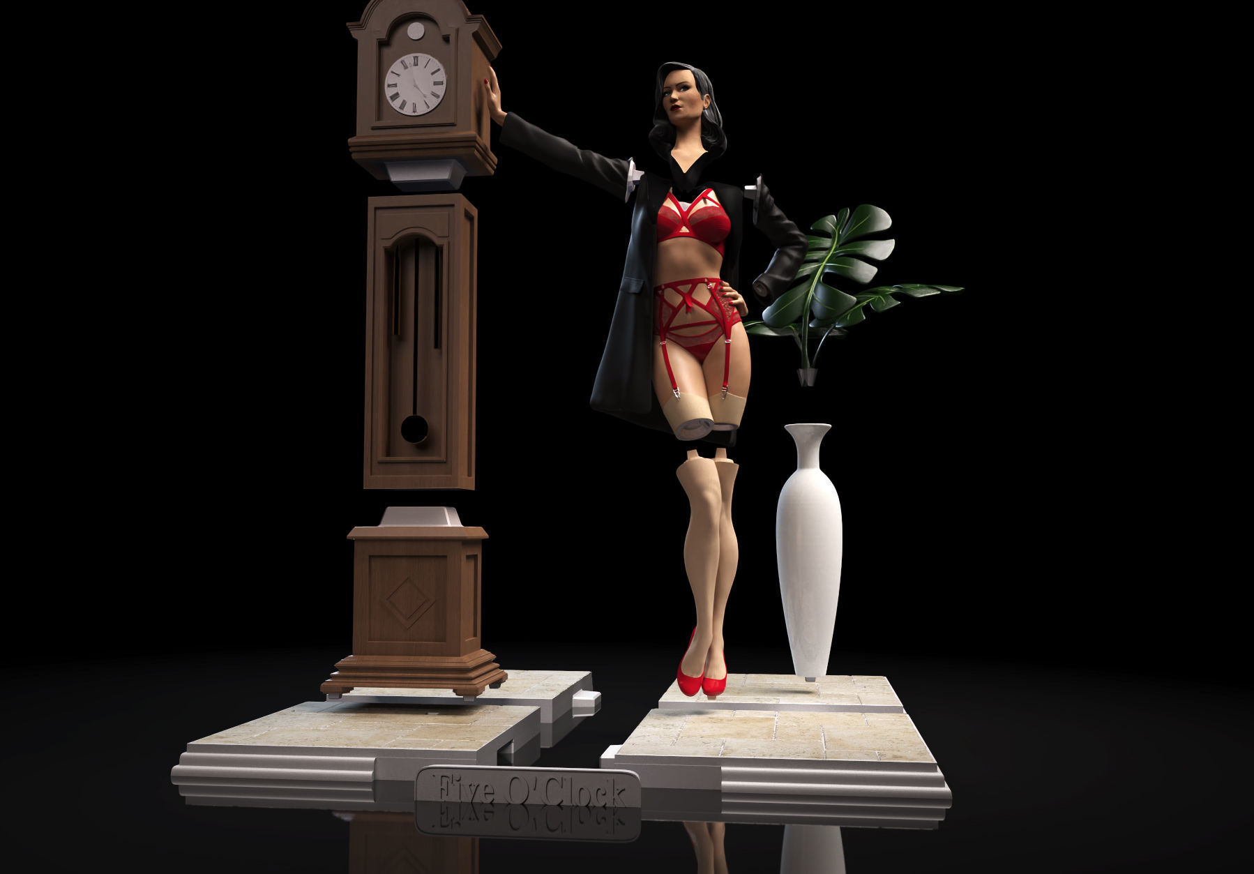 Homage to Dita Von Teese Lingerie statue 3D print model_4