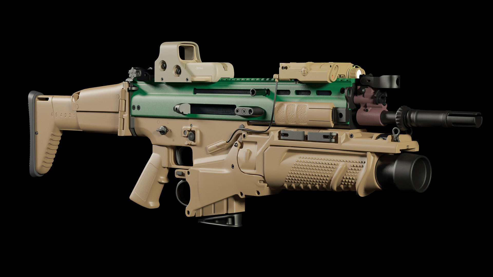 FN SCAR-H 3D Model With Equipments 3D model_2