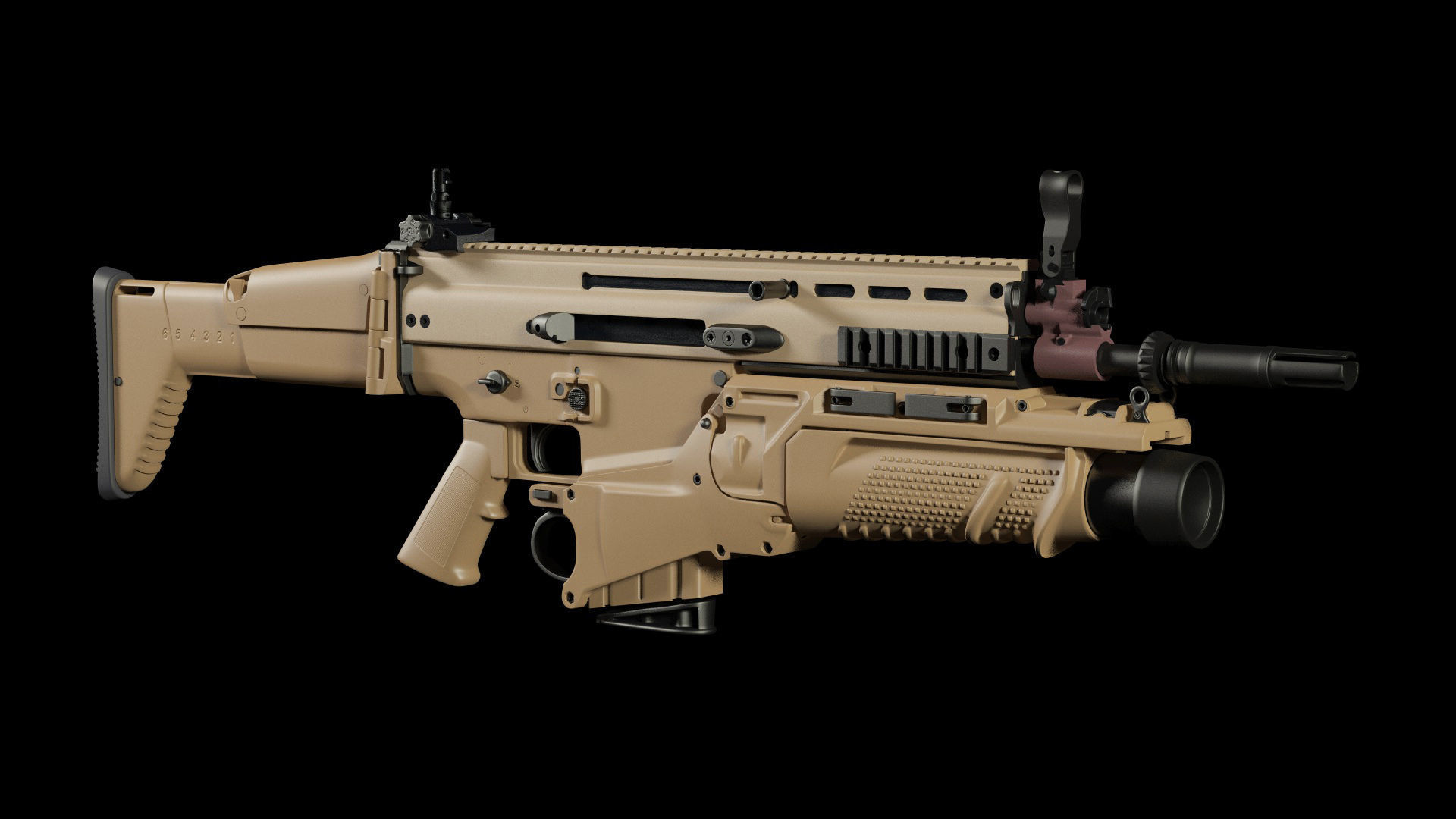 FN SCAR-H 3D Model With Equipments 3D model_12