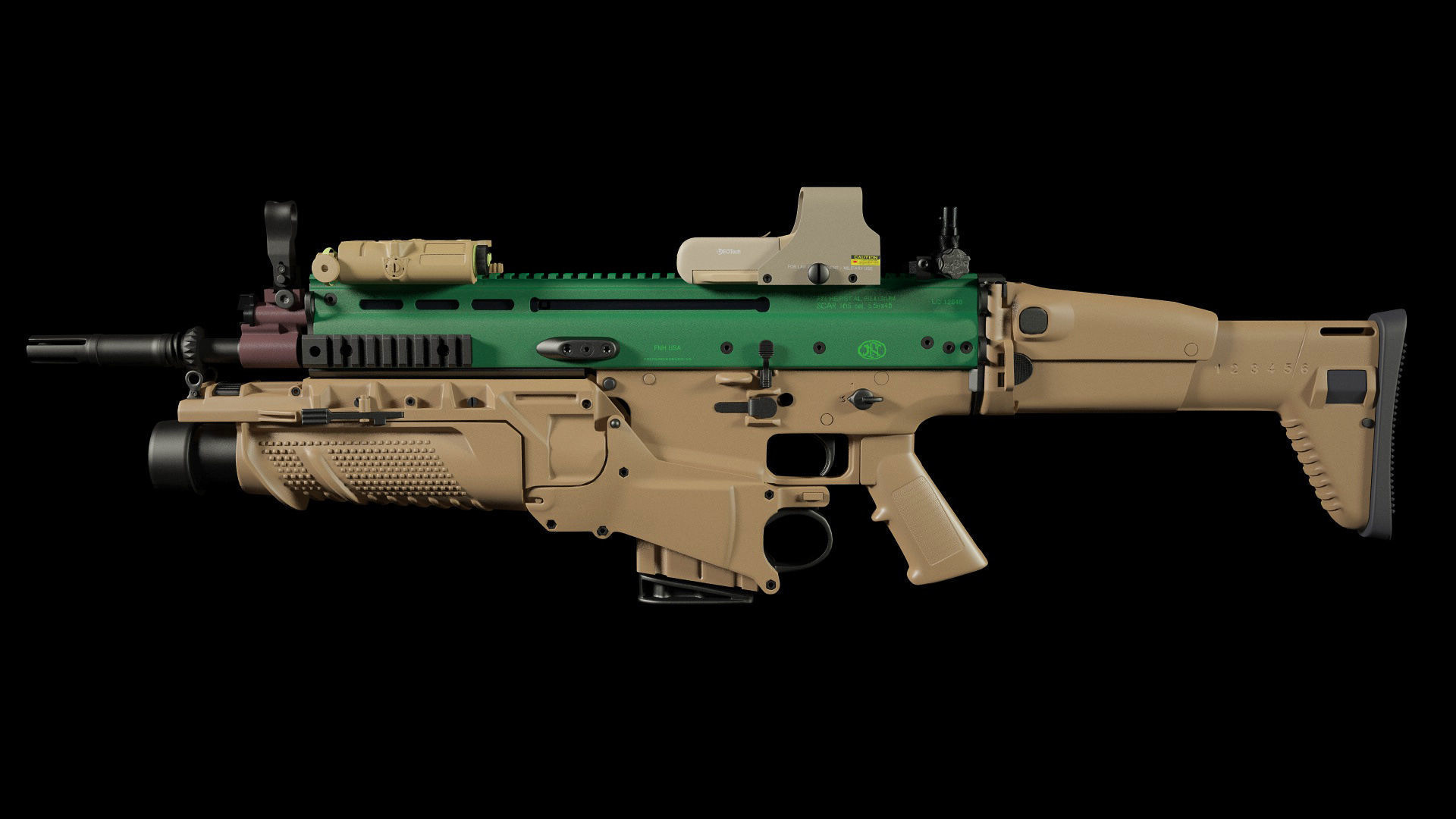 FN SCAR-H 3D Model With Equipments 3D model_3