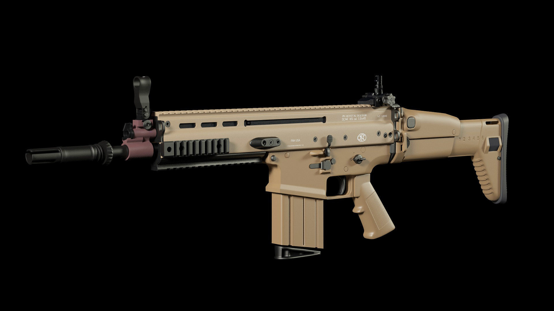 FN SCAR-H 3D Model With Equipments 3D model_10