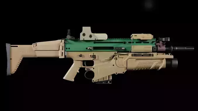 FN SCAR-H 3D Model With Equipments