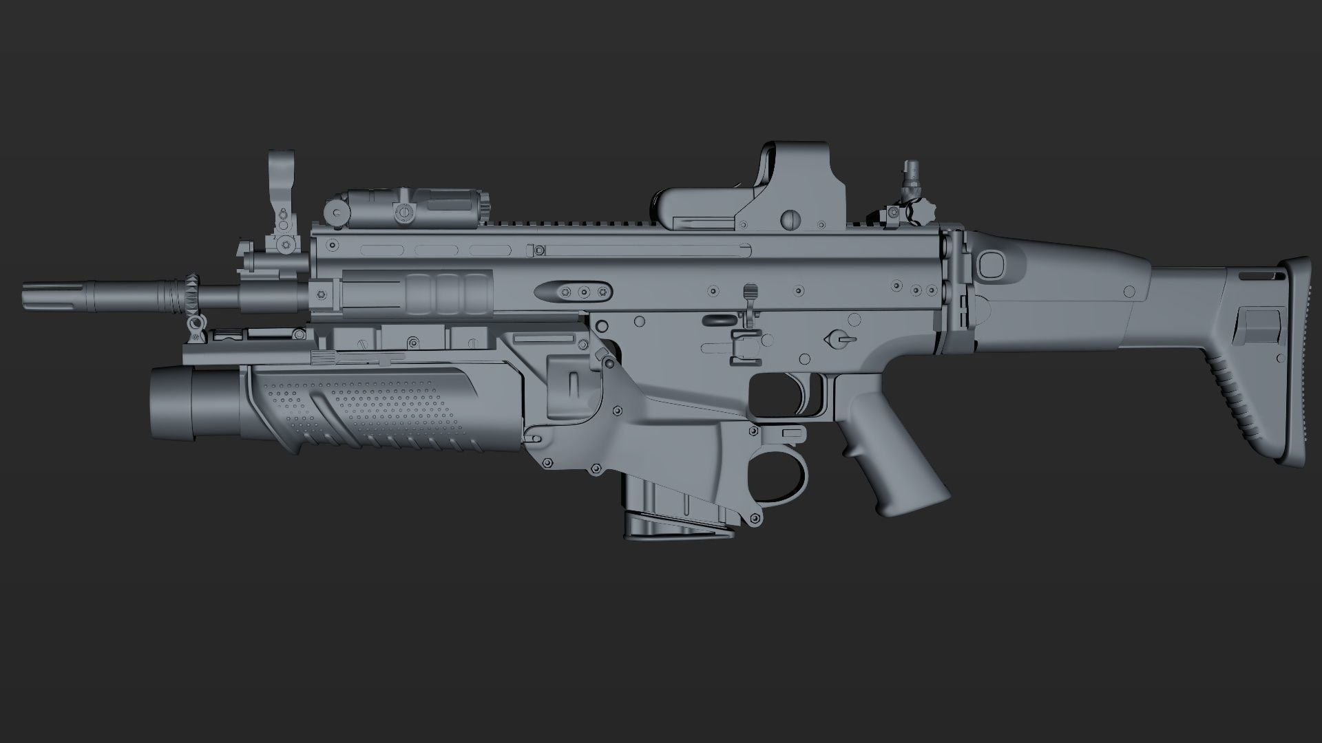 FN SCAR-H 3D Model With Equipments 3D model_44