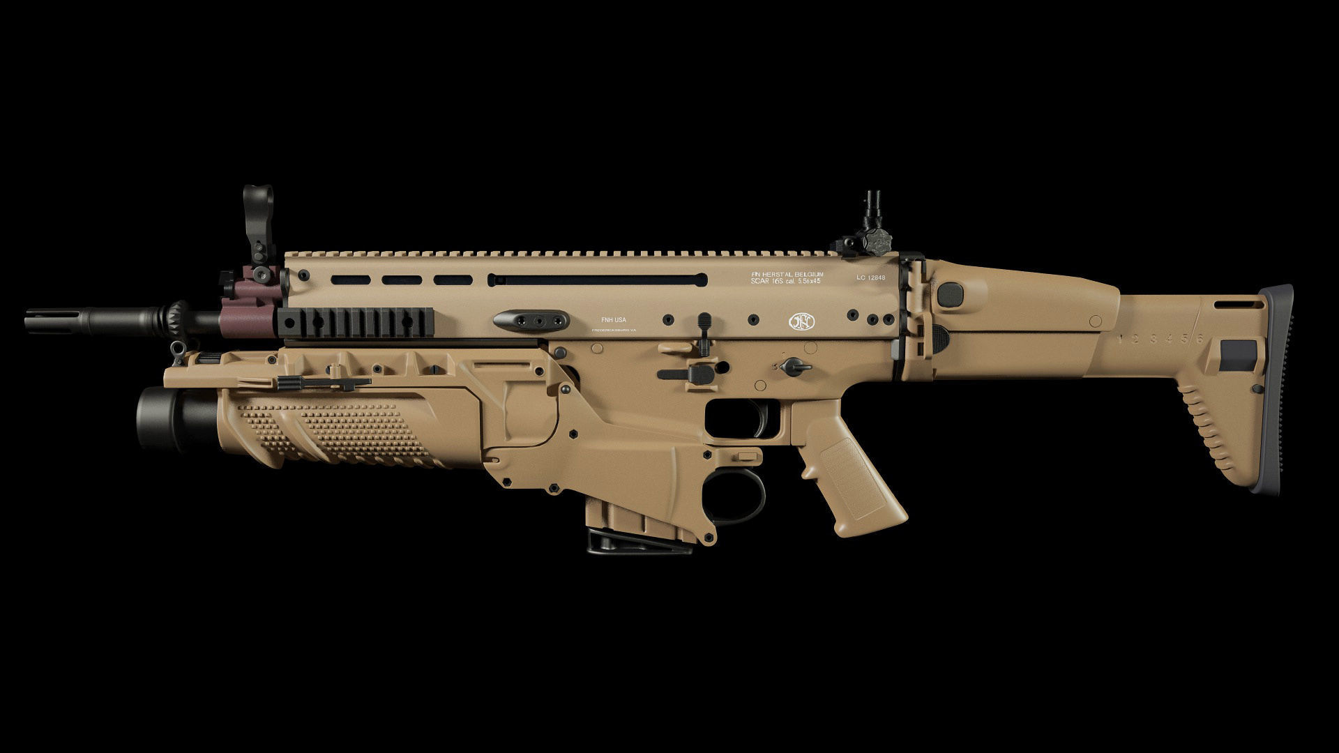 FN SCAR-H 3D Model With Equipments 3D model_7