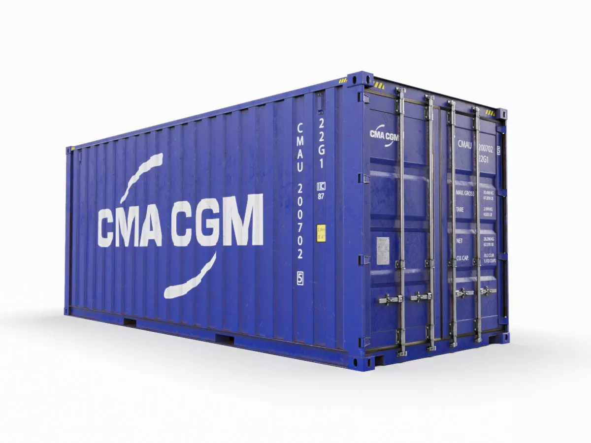20 feet CMA-CGM standard shipping container 3D model_0