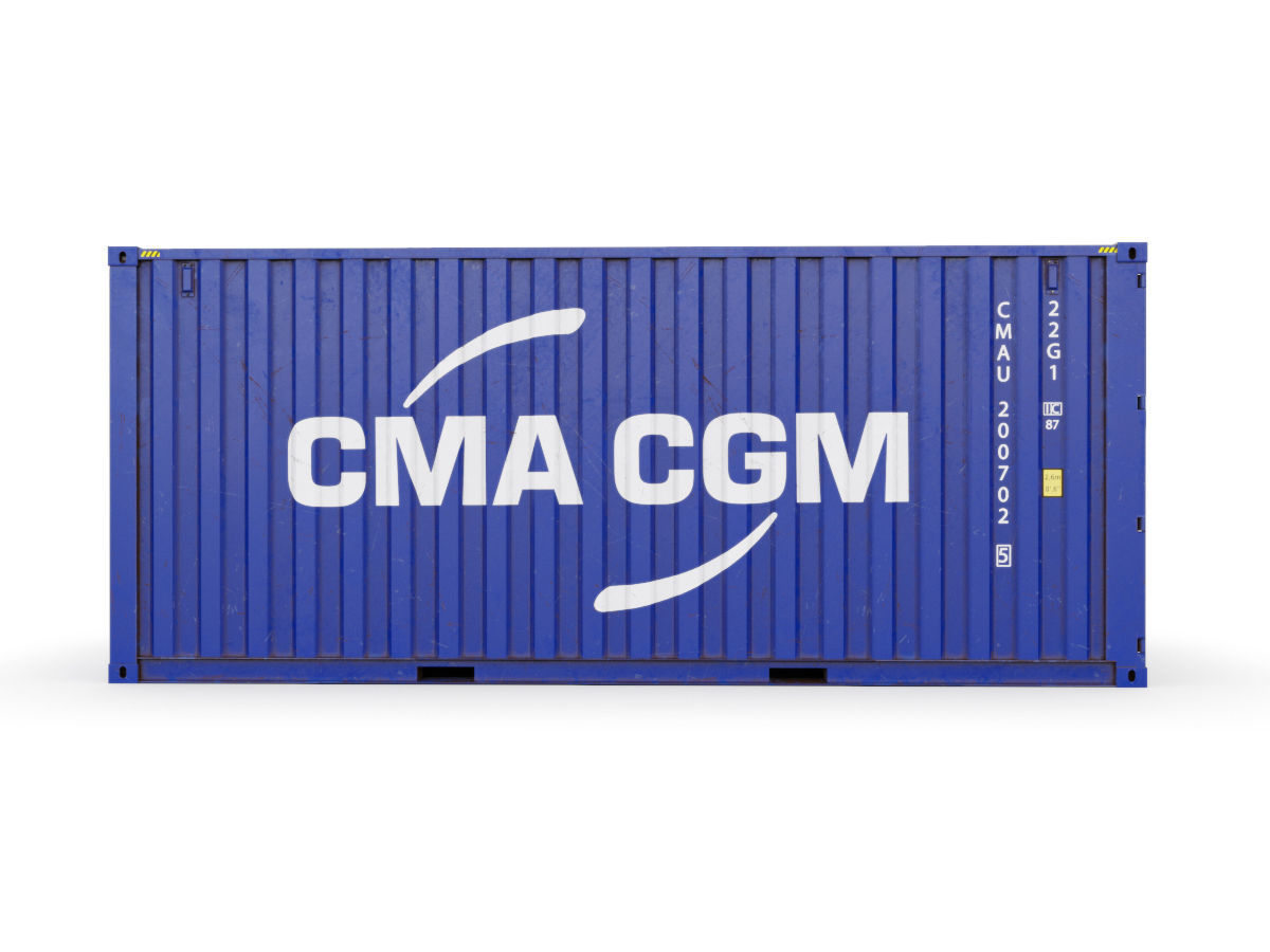 20 feet CMA-CGM standard shipping container 3D model_3