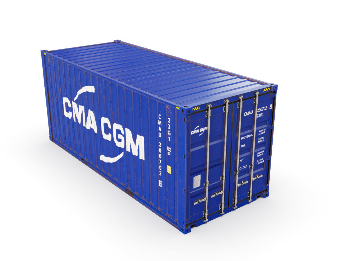 20 feet CMA-CGM standard shipping container 3D model_4