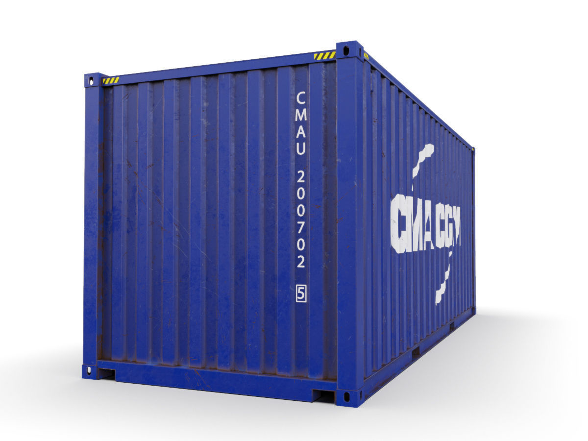 20 feet CMA-CGM standard shipping container 3D model_2