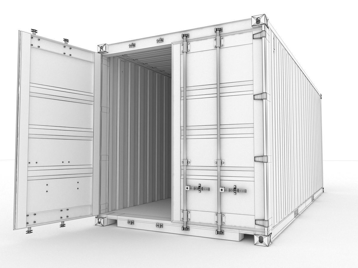 20 feet CMA-CGM standard shipping container 3D model_8