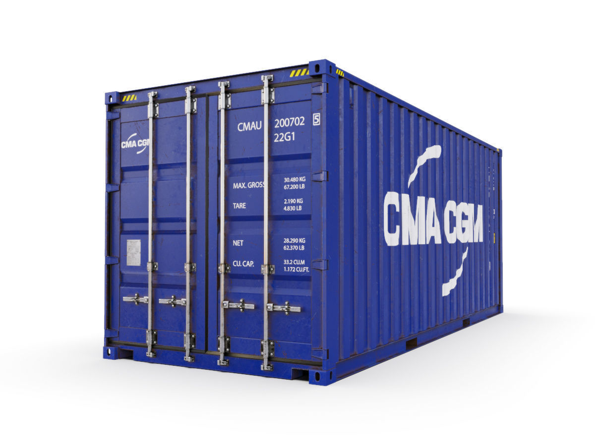 20 feet CMA-CGM standard shipping container 3D model_1