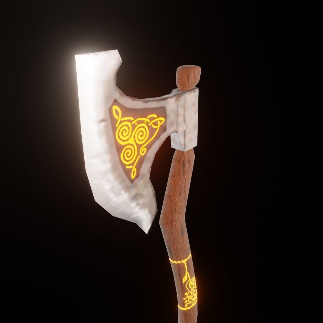 Hand Painted Low Poly Game-Ready Axe Low-poly 3D model_1