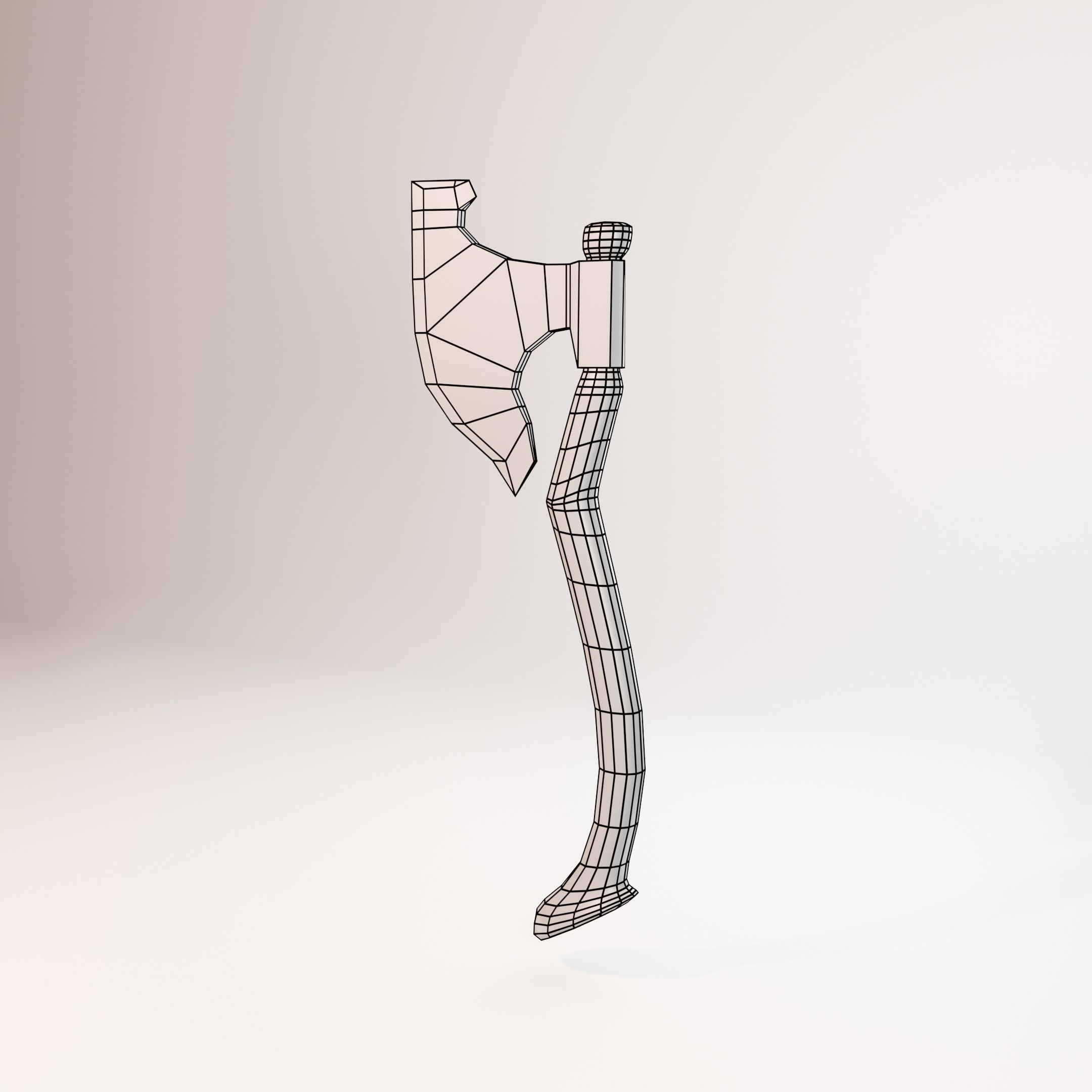 Hand Painted Low Poly Game-Ready Axe Low-poly 3D model_4