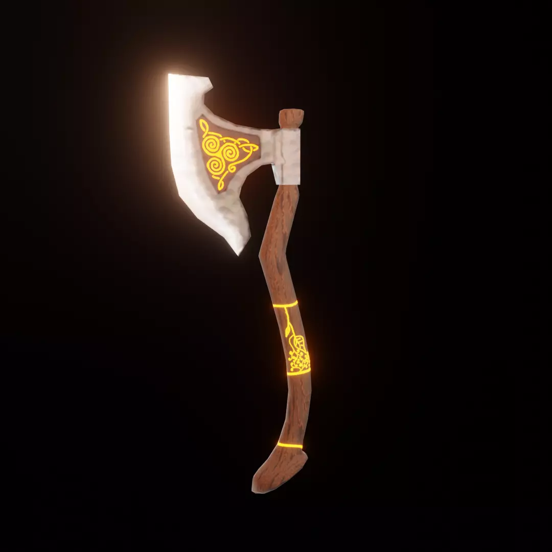 Hand Painted Low Poly Game-Ready Axe Low-poly 3D model_0