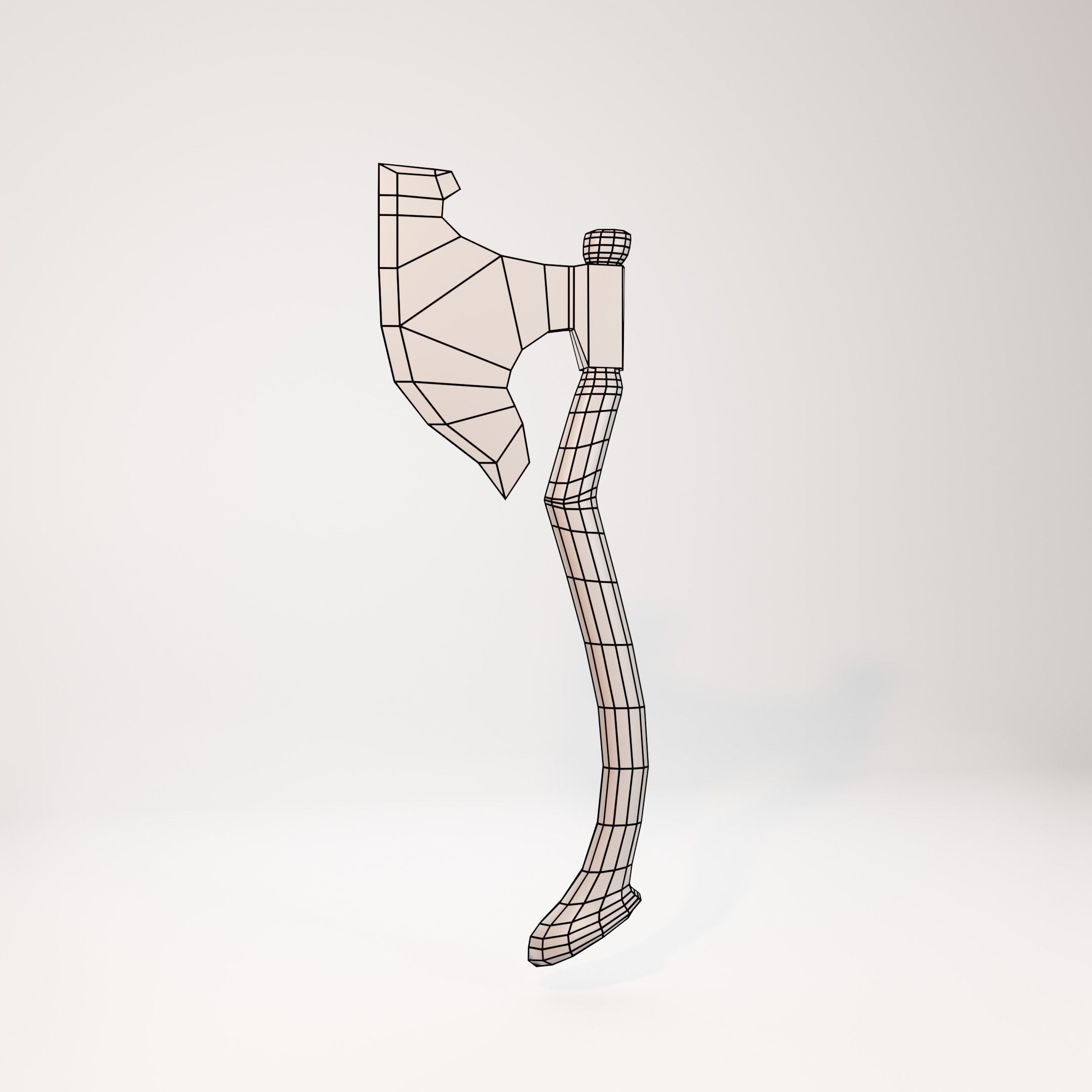 Hand Painted Low Poly Game-Ready Axe Low-poly 3D model_5