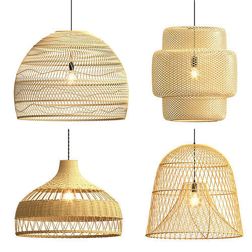 Collection rattan pendant lights 3D model