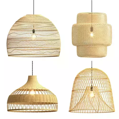 Collection rattan pendant lights 3D model