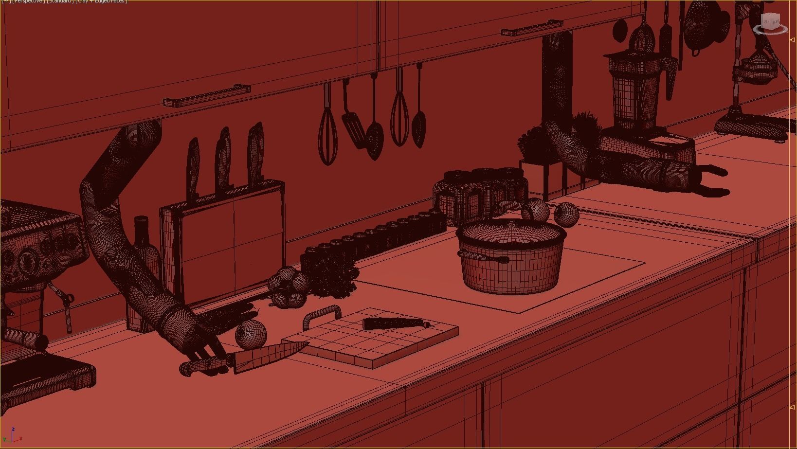 Robot Chef cooking soup 3d realistic animated scene Vray 3D model_7