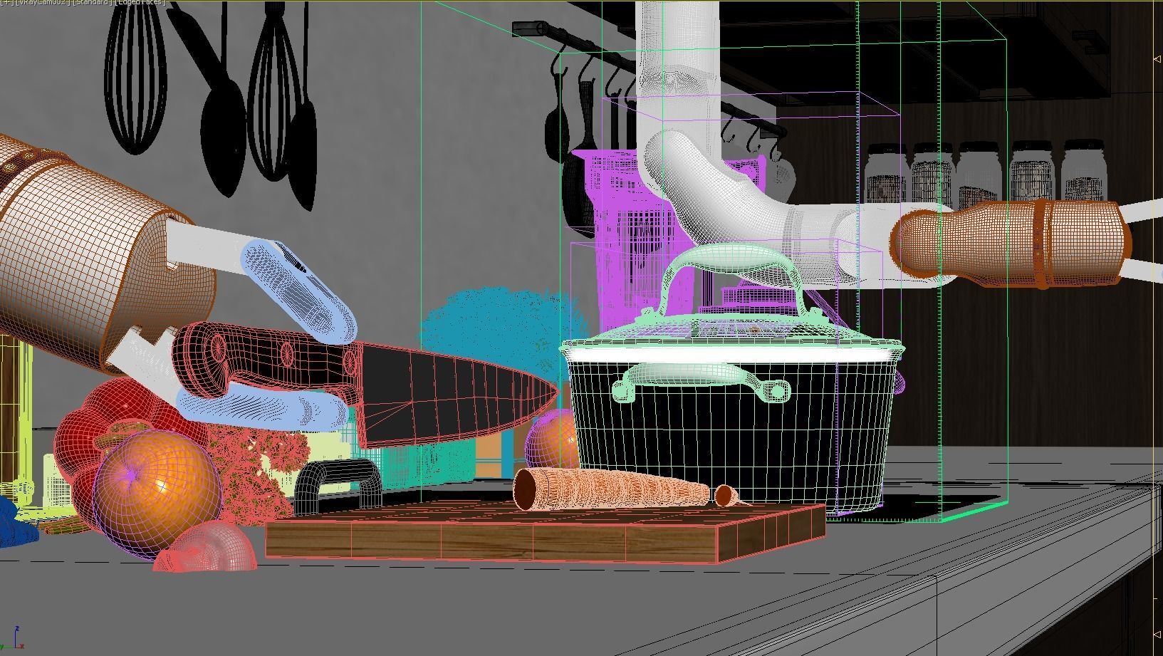 Robot Chef cooking soup 3d realistic animated scene Vray 3D model_8