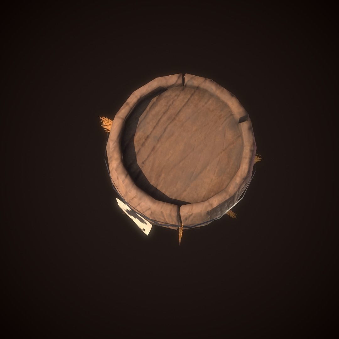 Stylized Barrel PBR low-poly game ready Low-poly 3D model_3