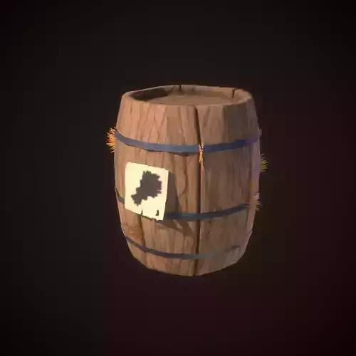 Stylized Barrel PBR low-poly game ready