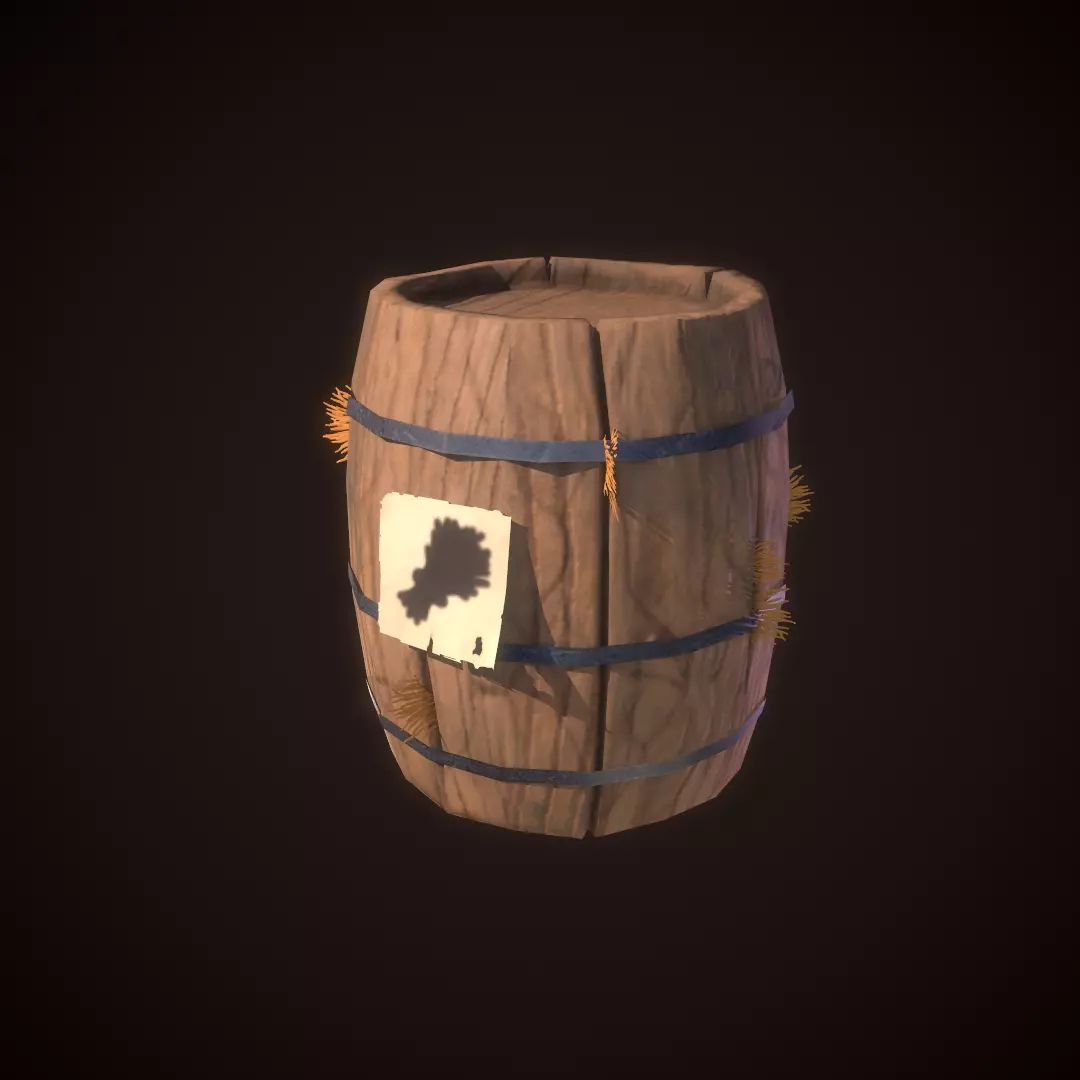 Stylized Barrel PBR low-poly game ready Low-poly 3D model_0