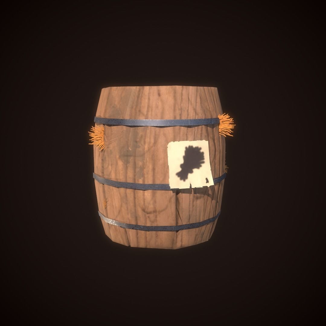 Stylized Barrel PBR low-poly game ready Low-poly 3D model_2