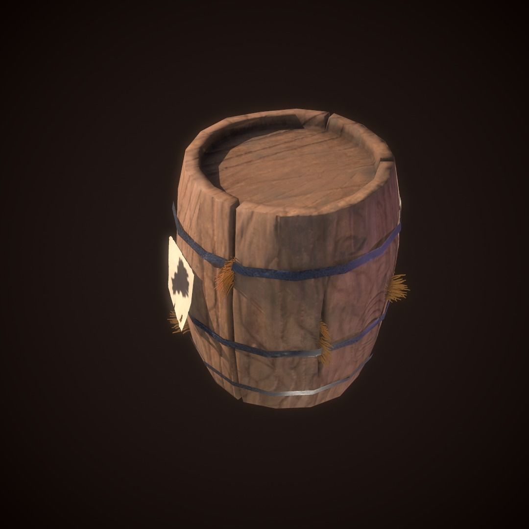 Stylized Barrel PBR low-poly game ready Low-poly 3D model_1