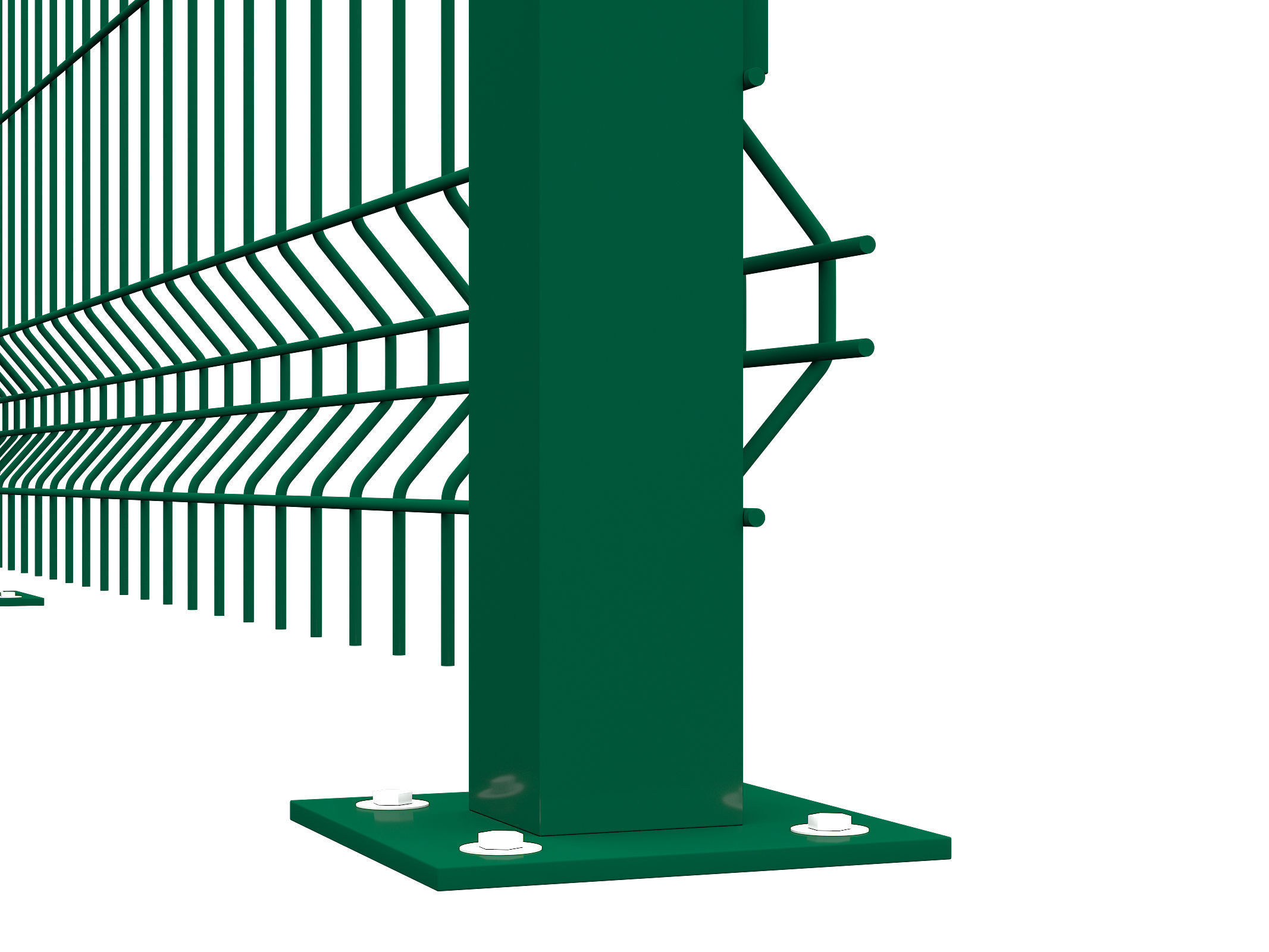 Fence three wire fences 3D model_6