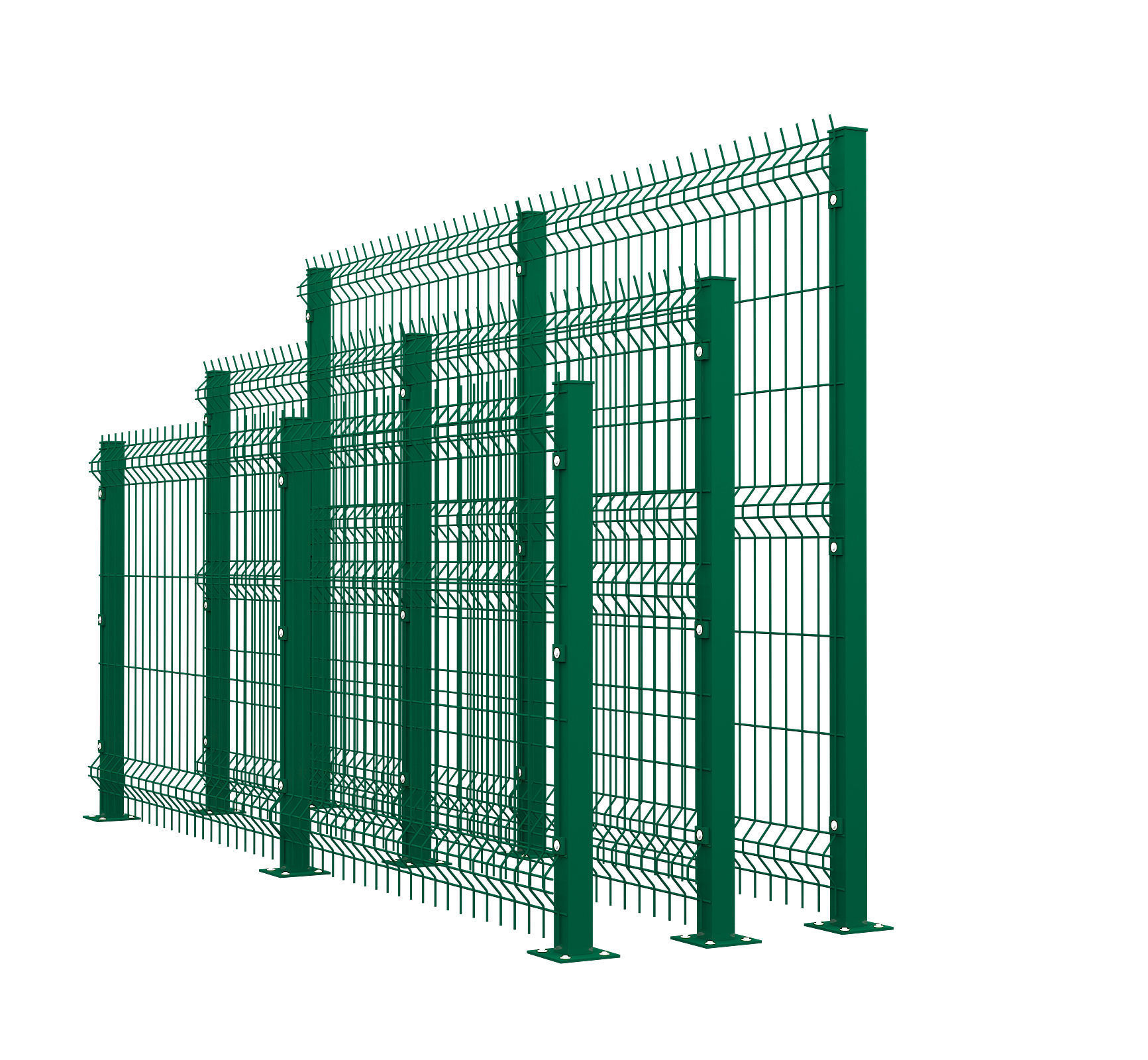 Fence three wire fences 3D model_4