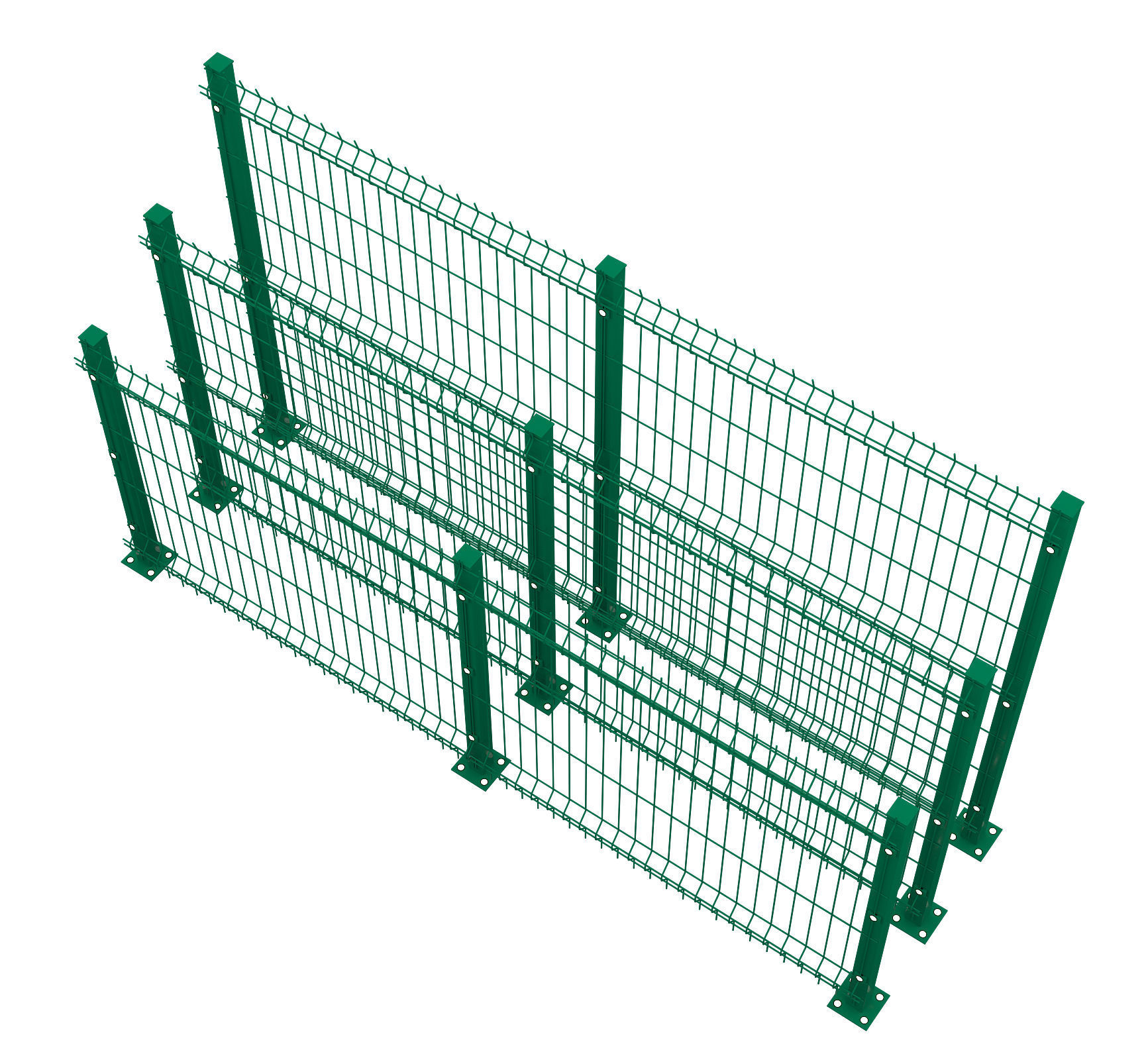 Fence three wire fences 3D model_5