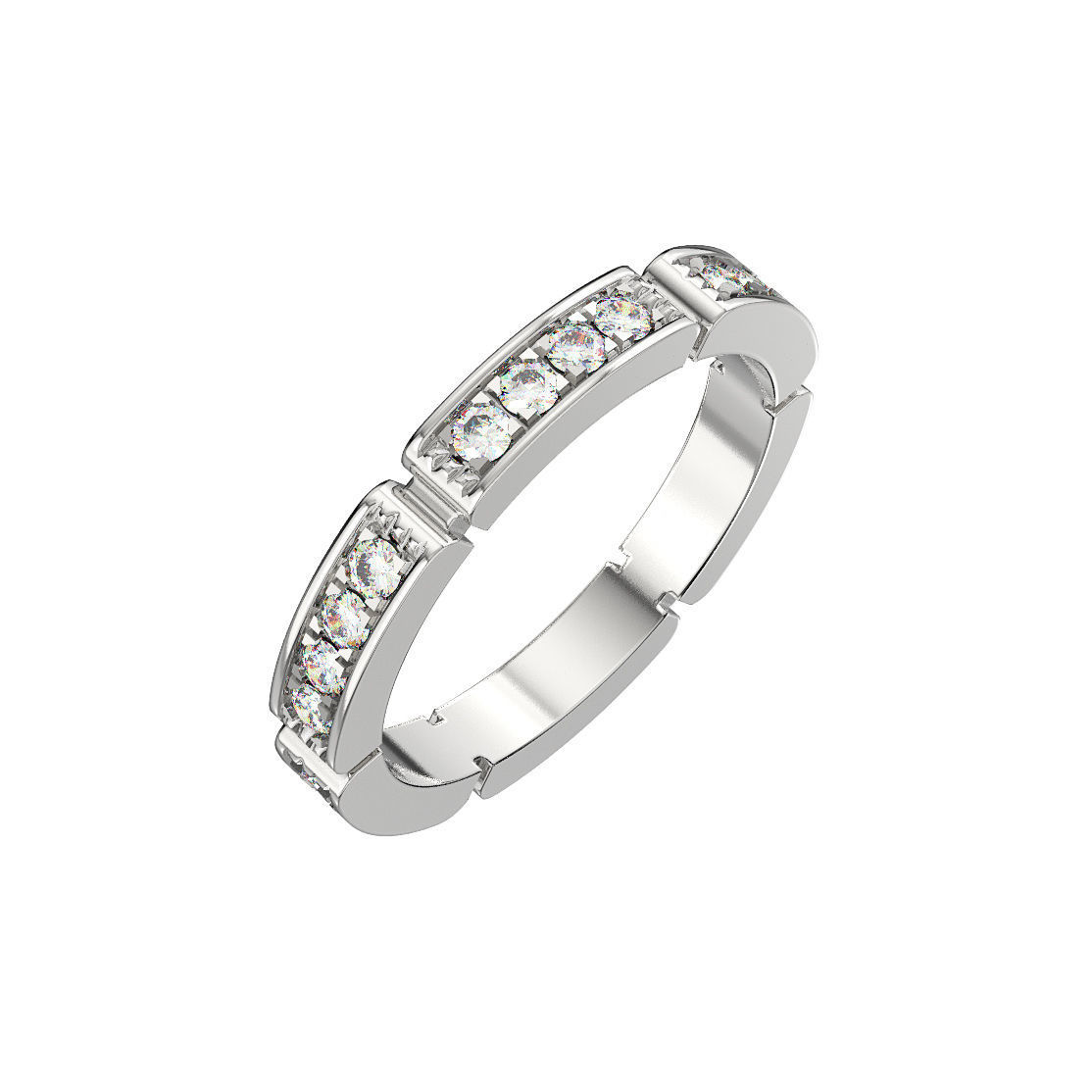 N181 Wedding ring with gems 3D print model_2