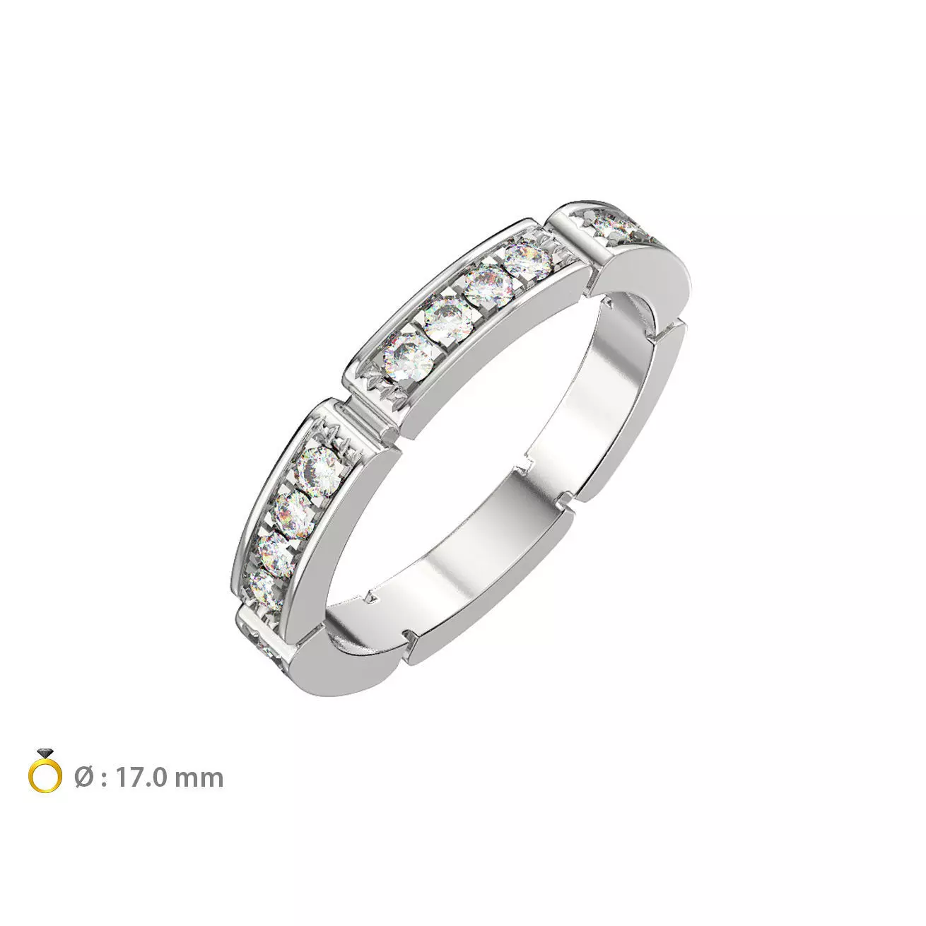 N181 Wedding ring with gems 3D print model_0