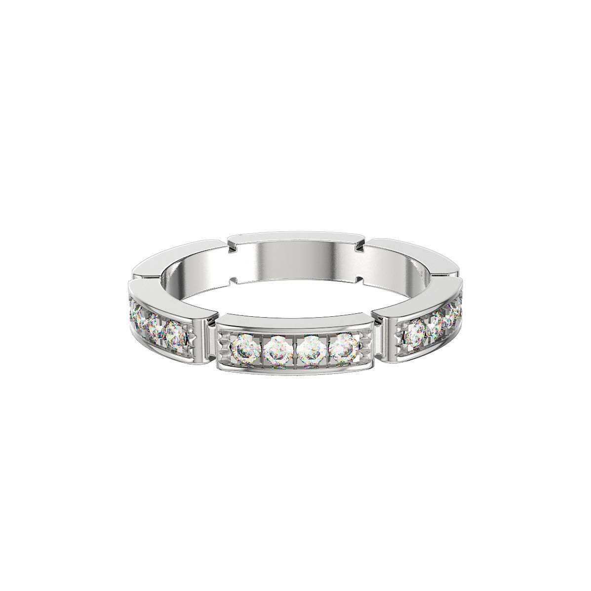 N181 Wedding ring with gems 3D print model_1
