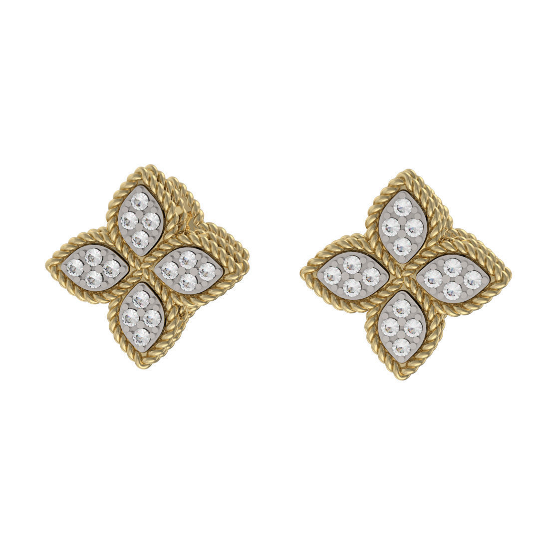 N199 Earrings 4-leaf 3D print model_3