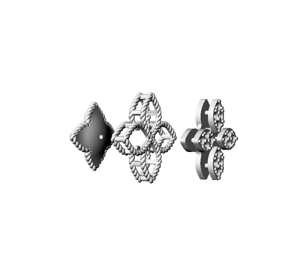 N199 Earrings 4-leaf 3D print model_4