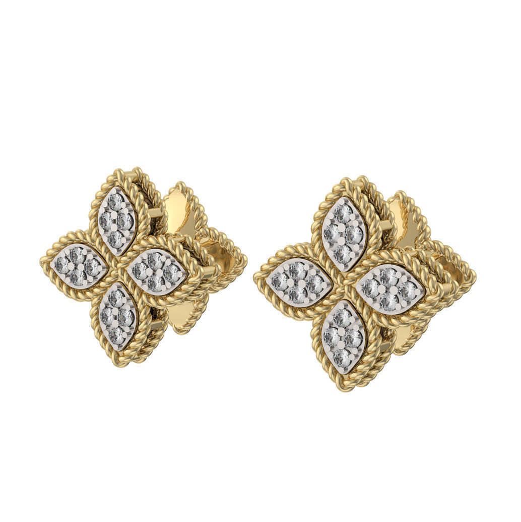 N199 Earrings 4-leaf 3D print model_1